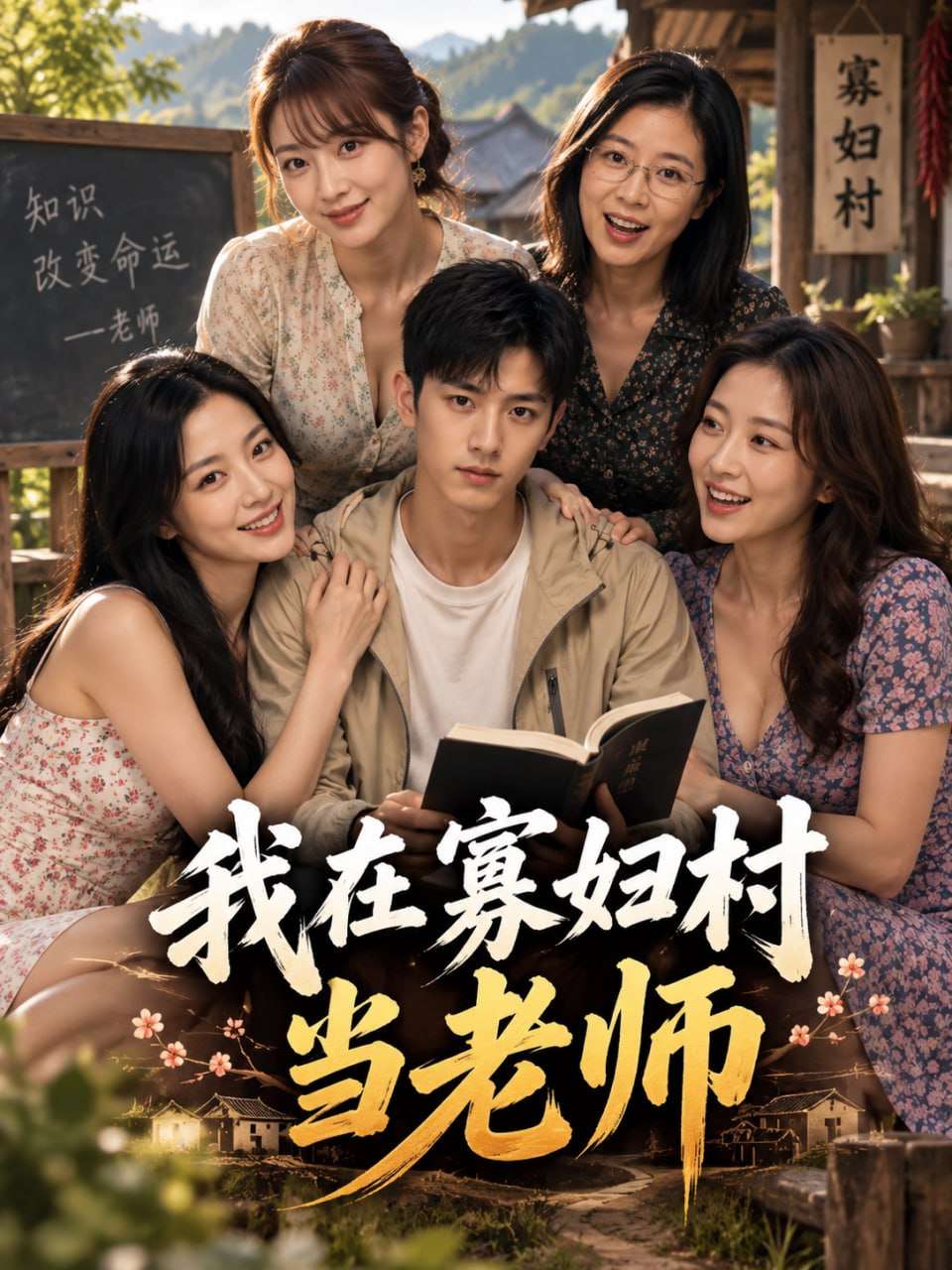 黄豆短剧《我在寡妇村当老师》竖屏短剧海报